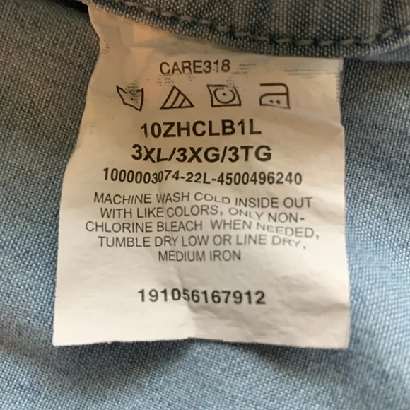 Men’s Wrangler long sleeve blue button up shirt. Size 3XL. - Picture 4 of 8